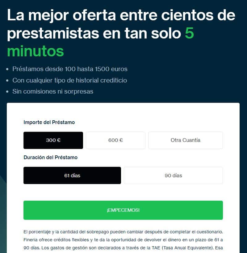 Página principal de Fineria